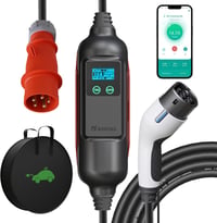 Youwoauto 11KW 3-fázisú Hordozható Wallbox Töltőállomás - Type 2 Töltőkábel CEE Csatlakozóval, Állítható Töltőteljesítmény, Applikációs Vezé 1