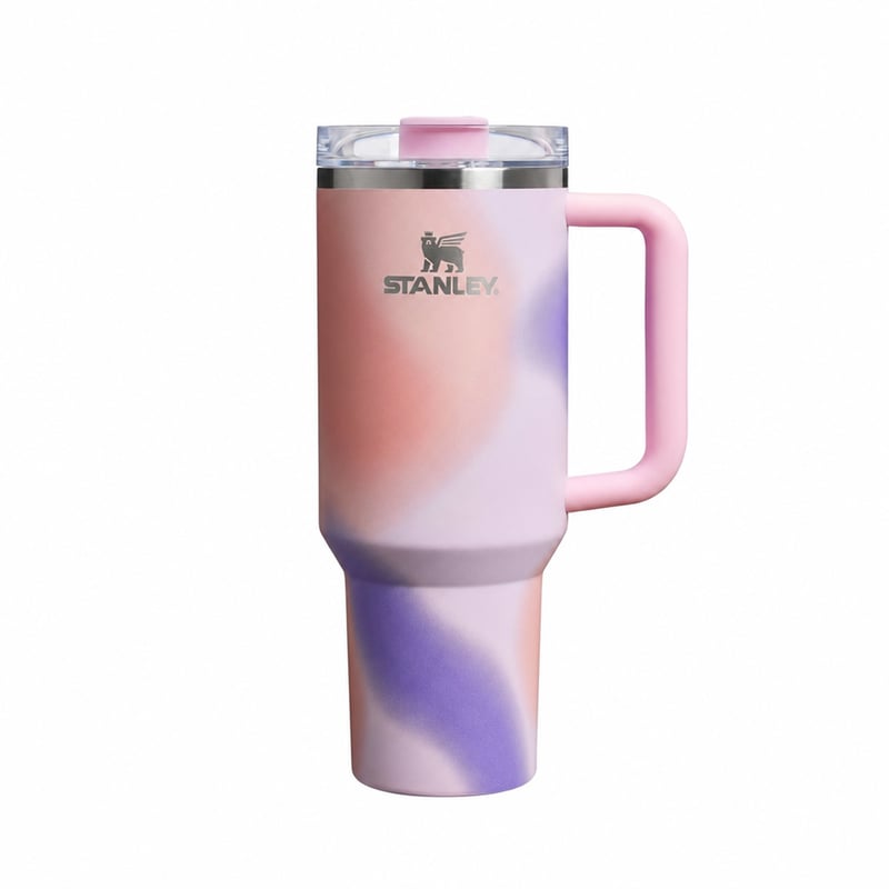 Termohrnček Stanley Quencher H2.0 FlowState s rúčkou, 1,2 l, ružovo-fialové ombre (Rose) – bez slamky (stav: pozri 2. obrázok)