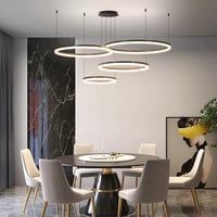 Mikeru 4 Gyűrűs Mennyezeti Lámpa, 30-80 cm Modern Függőlámpa, 10-100% Fényerőszabályzás, 3000K-6000K Állítható Színhőmérséklet, Távirányítós 1