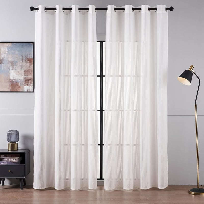 Topfinel Perdea Semitransparentă Albă pentru Dormitor și Living - 225x140 cm