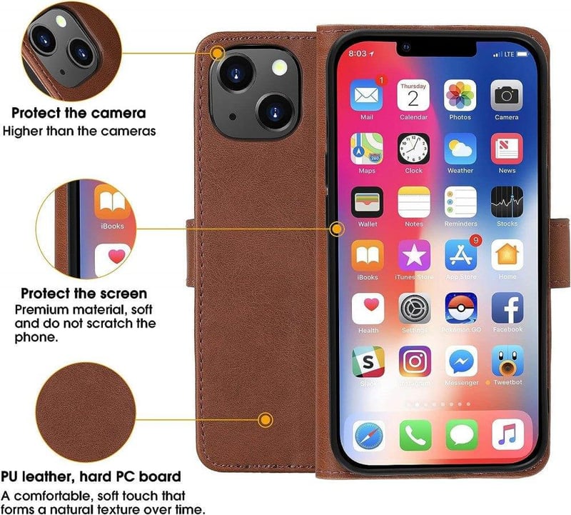 iPhone 13 mini Cresee bőr pénztárcás flip tok - Elegáns védelem
