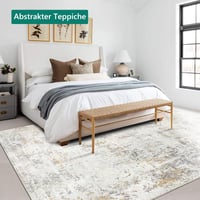 Capslpad Absztrakt Bézs Szőnyeg 160x230 cm - Csúszásmentes Rövid Szálú Műgyapjú Szőnyeg Nappali, Hálószoba, Iroda Dekorációhoz - Mosható Min 5