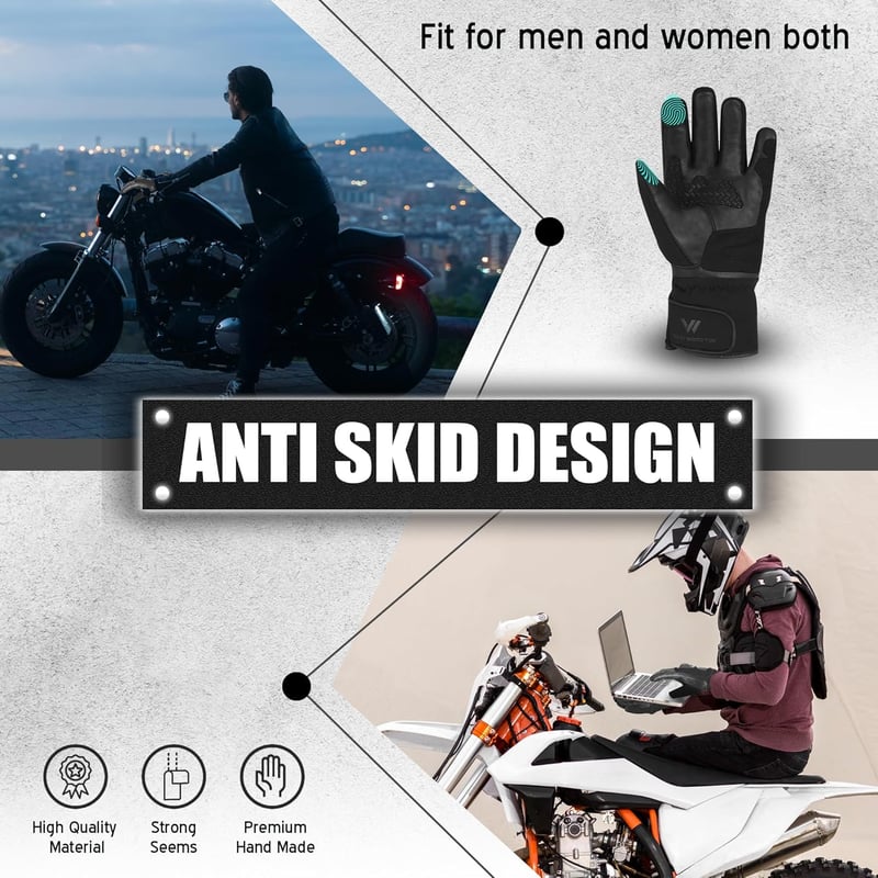 WESTWOOD FOX S-es méretVízálló Motoros Kesztyű - Téli, Bőr, Érintőképernyős, Unisex Kesztyű Motorozáshoz