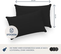 Dreamzie Párnahuzat Szett, 30 x 50 cm, 2 db Fekete Jersey Pamut, 150 g/m², Hipoallergén, Tartós, Géppel Mosható 2