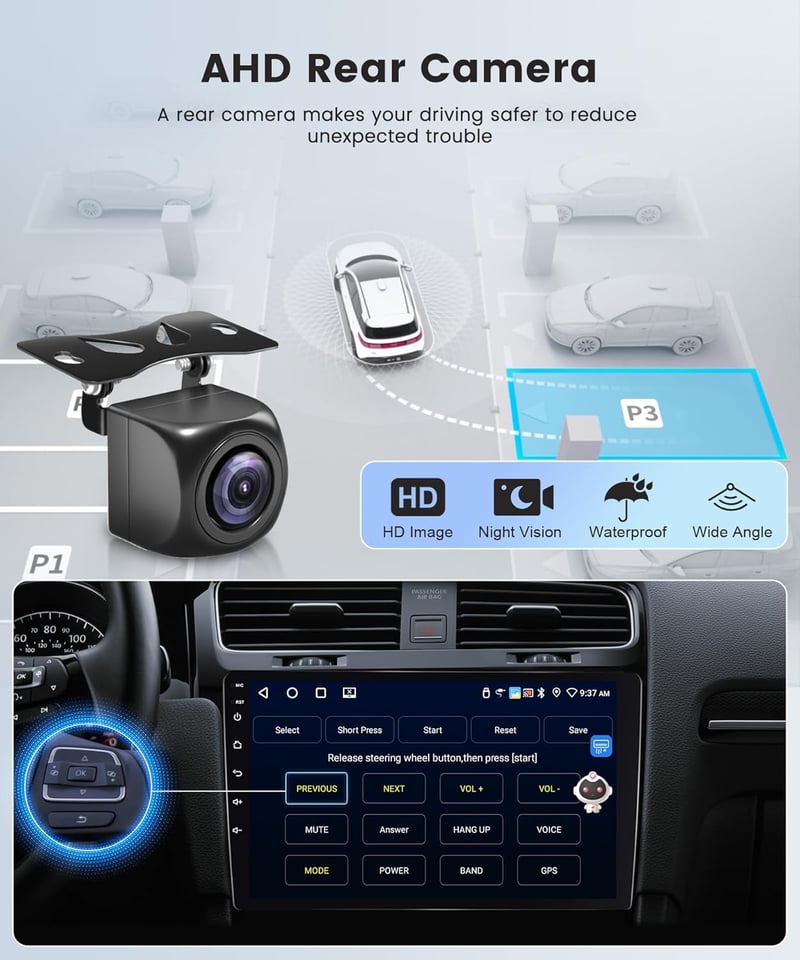 Rimoody 9" Android 13 Autórádió Mercedes Benz C/GLK osztályhoz (W203 W209 C180 C200) - 4G+64GB, WiFi, Bluetooth, GPS Navigáció, 2004-2011 mo