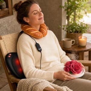 Set za opuštanje: 1x Shiatsu masažni jastuk + 1x USB grijaći jastuk + 1x keramički aroma difuzor