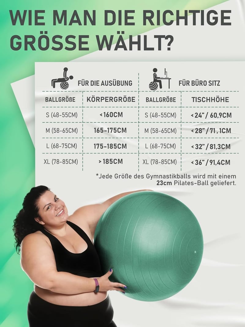 PhysKcal Fitness Labda Szett - 55 cm Tornalabda és 23 cm Pilates Labda, Csúszásgátló Ülőlabda, Egyensúlyozó Labda Jógához, Otthoni Edzéshez,