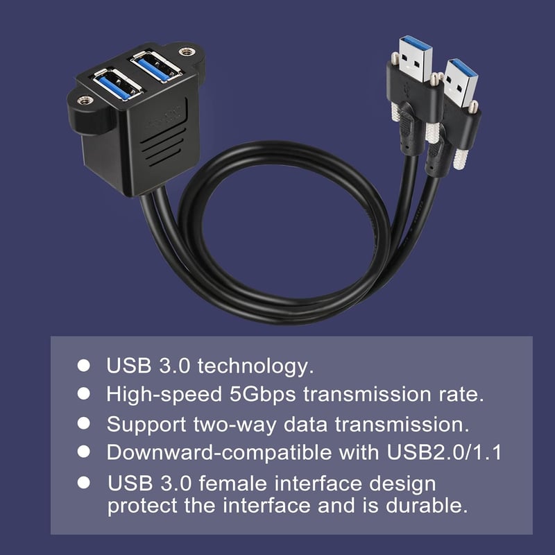 GINTOOYUN 0,5m Dupla USB 3.0 Hosszabbító Kábel Csavaros Rögzítéssel - Laptop, PC Csatlakoztatáshoz, Fekete

AI: I've created a Hungarian tit