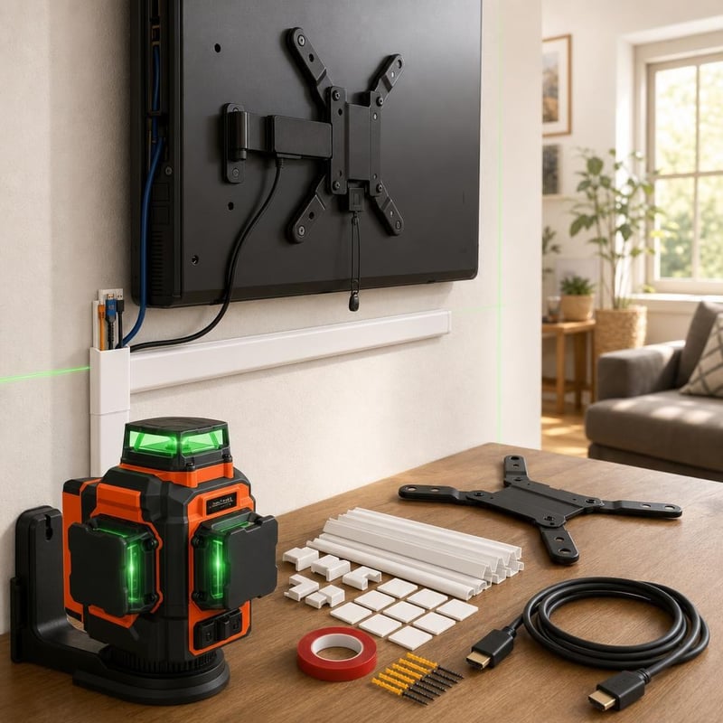 TV zidni set: TV nosač + 10x kanalica + 3m HDMI produžni + laserska libela