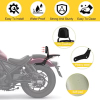 PSLER Honda Rebel CMX1100 Háttámla Üléspárna Csomagtartóval - Motoros Sissy Bar Hátsó Utasnak, Fekete Acél Váz, 2021-2024 Modellekhez 4
