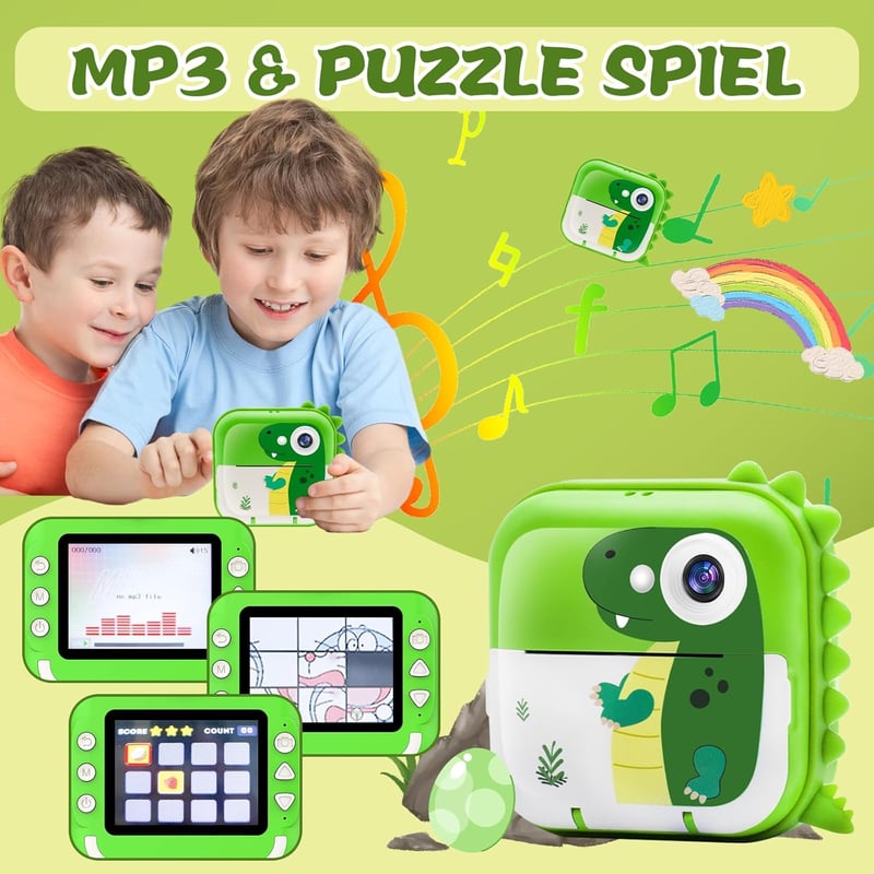 TOYOGO Instant Fényképezőgép Gyerekeknek - 24MP Dupla Lencsés Digitális Kamera, 2,4" Kijelző, 1080P Videó, Azonnali Nyomtatás, 32GB SD Kárty
