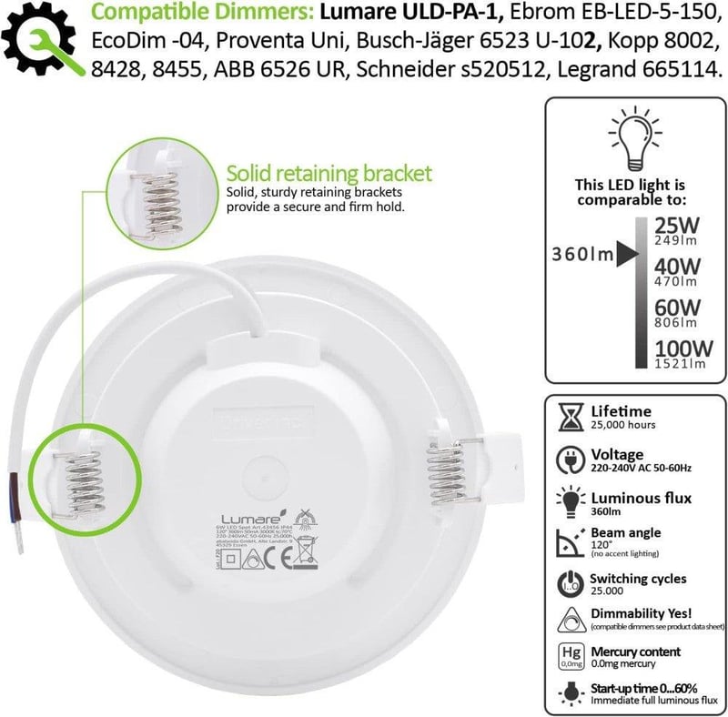 Szabályozható LED spot, IP44, 6W, meleg fehér, kerek - Újracsomagolt