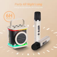 TONOR Mini Karaoke Gép 2 Vezeték Nélküli Mikrofonnal, Hordozható Bluetooth Hangszóró Gyerekeknek, LED Fényekkel 6