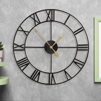 HAITANG 80 cm Nagyméretű Fekete Fali Óra - Modern Fém Kivitel, Római Számlappal, Csendes Járás, Nappali, Hálószoba, Konyha Dekorációhoz 5