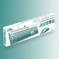 AD ADVANCE PEP'S Vezeték Nélküli Billentyűzet és Egér Szett - Kerek Gombos Írógép Dizájn, Ultra Csendes 2.4GHz, Numerikus Billentyűzet, Tele 9