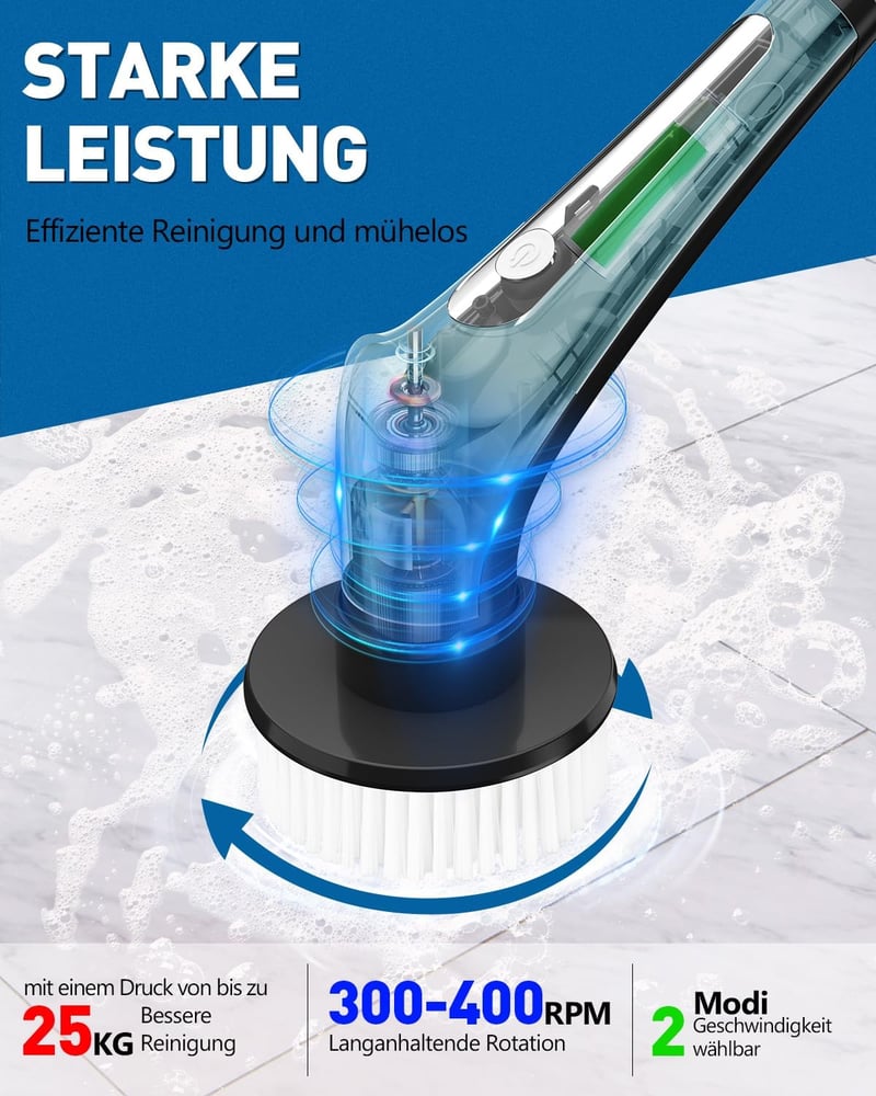 Homtronics 14 az 1-ben IPX8 vízálló elektromos tisztítókefe, 9 cserélhető fejjel - fürdő, csempe, autó