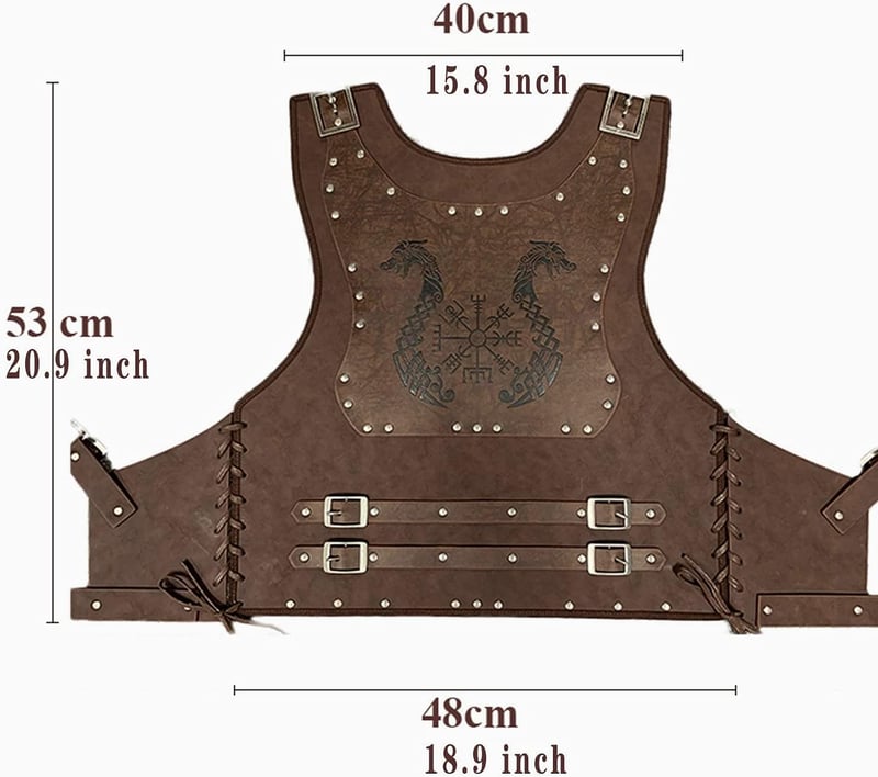 HiiFeuer Sárkányos Viking Harcos Bőr Mellvért - LARP és Cosplay Középkori Páncél