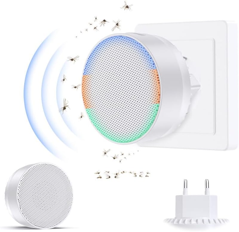 Bubbacare Ultrahangos Rovarriasztó Szett - 2db Elektromos Szúnyogriasztó Éjszakai Fénnyel, Hatékony Egér, Pók, Csótány, Légy és Bolha Elleni