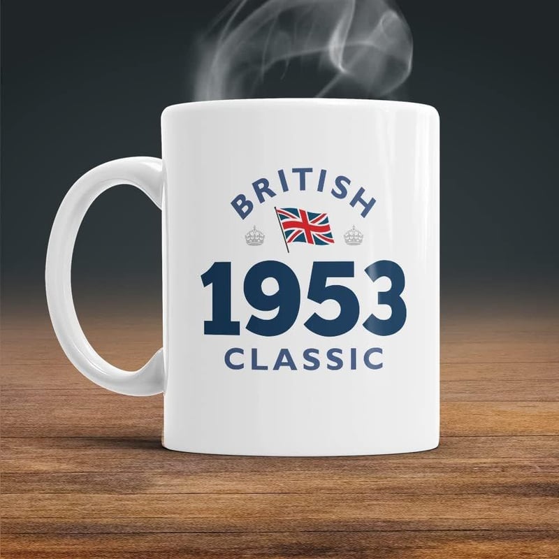 Retro "British 1953 Classic" feliratú bögre - Mainly Mugs nosztalgia kollekció