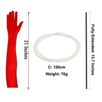 TANTAKO Fekete-Fehér Cosplay Paróka Szett - Hőálló Hullámos Műhaj Cruella Jelmezhez Piros Kesztyűvel, Gyöngy Nyaklánccal 3