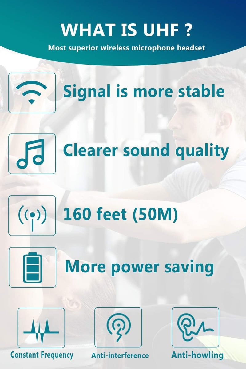 SOAIY 2in1 UHF vezeték nélküli headset mikrofon, 50m hatótáv, karaoke és konferencia használatra
