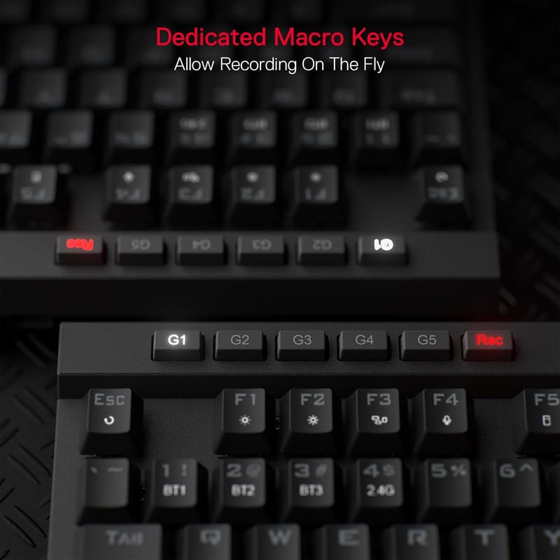 Redragon K580 PRO Vezeték Nélküli RGB Gamer Billentyűzet, Mechanikus, 3 Üzemmód, Hot-Swap, Médiakonzol, Makrórögzítés, Lineáris Red Switch