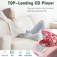 WISCENT Hordozható CD Lejátszó Gyerekeknek - Bluetooth, FM Rádió, USB, AUX és Fejhallgató Csatlakozóval, Rózsaszín Boombox Otthoni és Kültér 3