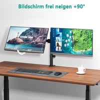 WALI Kettős Monitortartó Állvány - Állítható, 27"-ig, 10kg Teherbírás, 360° Forgatható, Dönthető, Asztali Rögzítés, Fekete (WL-M002) 3