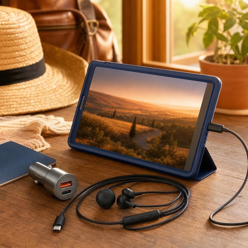 Putni set za TCL tablet: 1x maska + 60W auto punjač + USB-C slušalice s mikrofonom