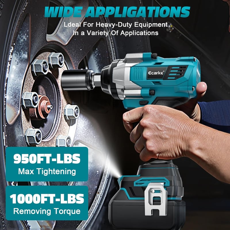 Ecarke 1360 Nm Akkumulátoros Ütvecsavarozó, Makita 18V Kompatibilis, Kefe Nélküli 1/2" Kerékanya Lazító LED Világítással, Állványszereléshez
