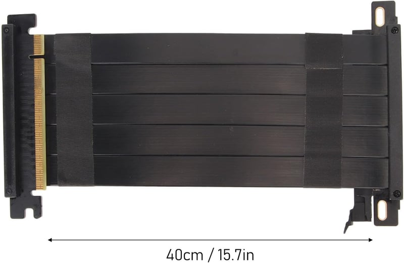 ASHATA PCIe 4.0 X16 Riser Kábel, 40cm Fekete, Rugalmas VGA Hosszabbító, 180° GPU Grafikus Kártya Adapter, RTX 4000 és RX 7000 Sorozattal Kom