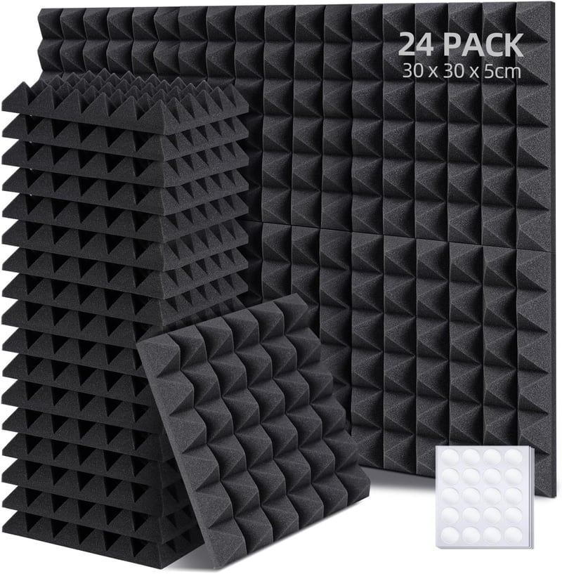 Ohuhu 24 db-os antracit akusztikai habszivacs panel, 30x30x5 cm, stúdiókba