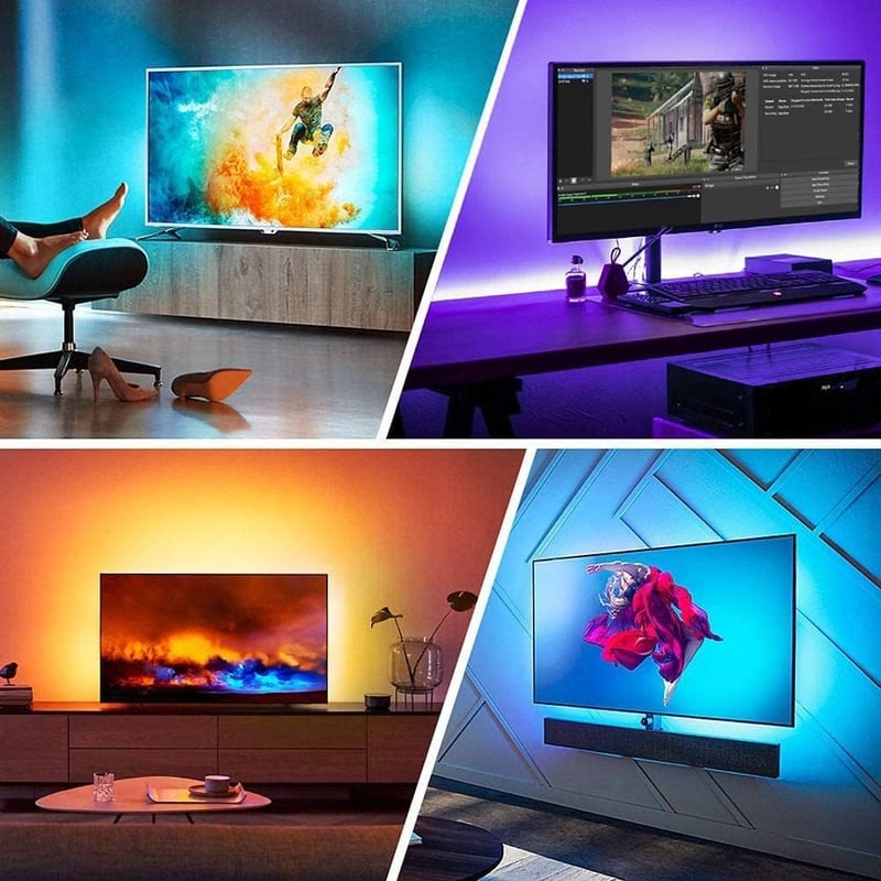 Romwish LED TV háttérvilágítás - 3m RGB szalag, Bluetooth, 40-50" TV-hez