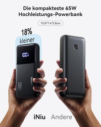 INIU 65W PD3.0 20000mAh Laptop Power Bank USB-C MacBook iPhone Samsung 3