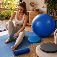 Regeneračný balík: fitlopta + akupresúrna loptička + masážny valec + vyhrievaný vankúš 1