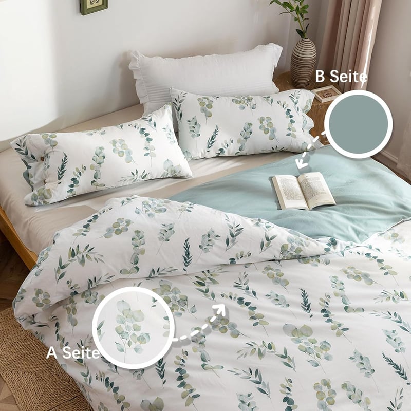 MILDLY növénymintás ágynemű szett 200x200, mosott pamut, öko-tex, allergiásoknak
