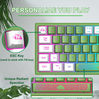 Redragon Mini 60% RGB Gamer Billentyűzet, Zöld-Fehér, QWERTY, PC/Mac 5