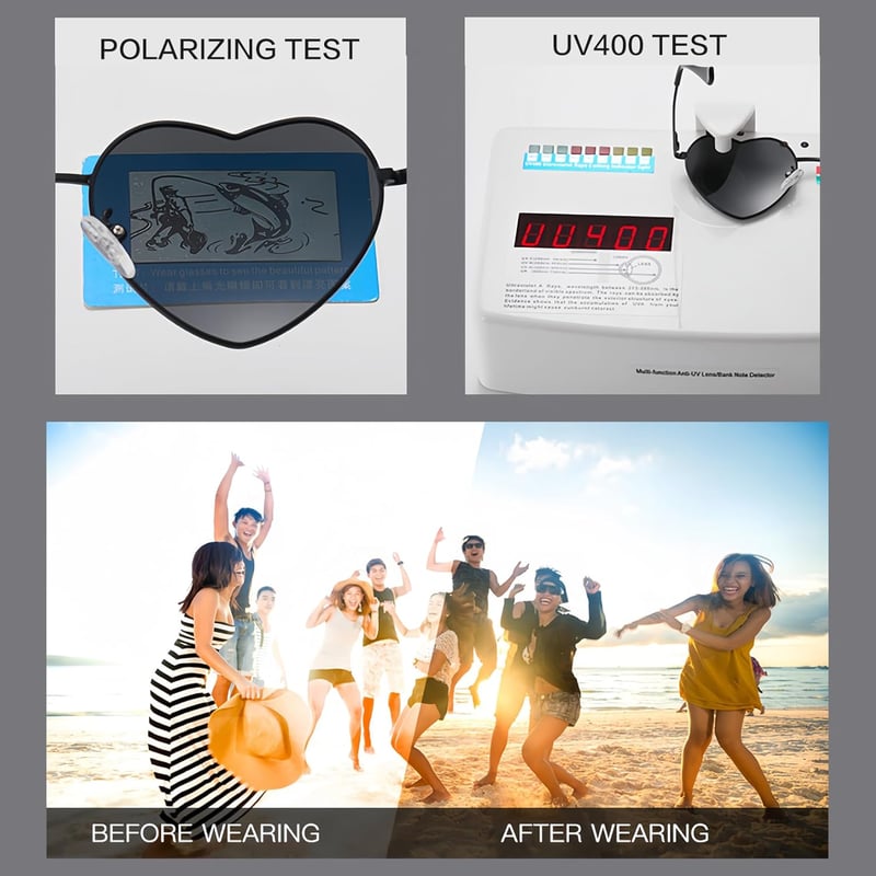 RUNHUIS Arany Szív Alakú Napszemüveg - Polarizált, UV400, Unisex Fesztivál Szemüveg