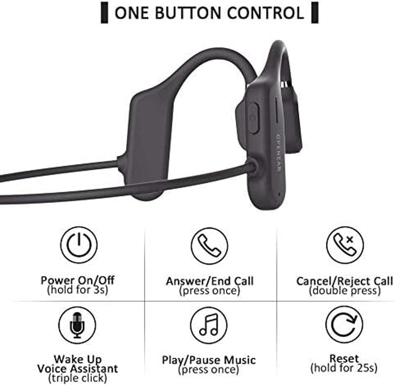 DaMohony Bluetooth 5.0 Csontvezető Fülhallgató Mikrofonnal - Nyitott Fülű, 6D Hangzás, Sportoláshoz