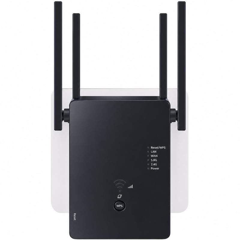 Amplificator semnal WiFi Aenxwa 1200 Mbit/s Dual Band 2,4GHz+5GHz, 4 antene — fără cablu ethernet (stare: vezi a 2-a poză)