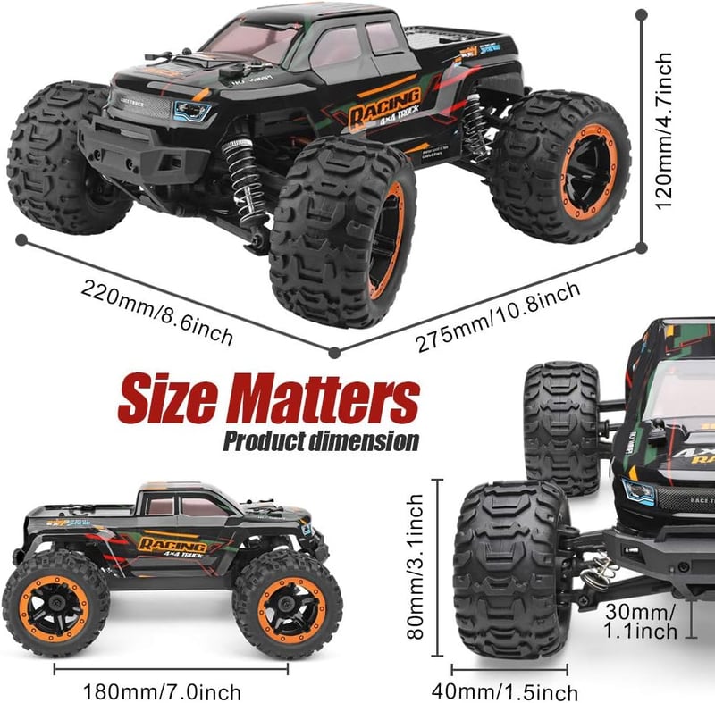 HAIBOXING 1:16 Távirányítós Monster Truck - 36 km/h Vízálló RC Autó Terep Játék, Gyerekeknek és Felnőtteknek, 2.4 GHz Vezérlés, 280 Láb Ható