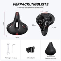YOUNGDO Univerzális Kerékpár Nyereg - Extra Széles Gél Ülés, Memóriahabos, Ergonomikus, Légáteresztő, Ütéselnyelő, Vízálló Borítással, Piros 6