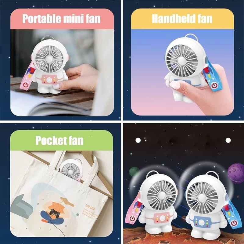 Rózsaszín Űrhajós USB Mini Ventilátor - Hordozható Szempillaszárító