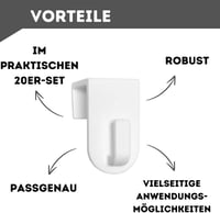 De-Plastik Ablakakasztó Szett - 20 db Fehér Műanyag Kampó Dekorációhoz - Max 17 mm Ablakkerethez - Fúrás Nélküli Rögzítés 2