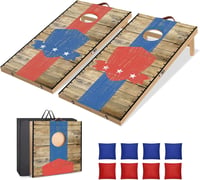NZQXJXZ Prémium Cornhole Játék Szett - 90x60cm Tömörfa, 8 Zsákkal, Hordtáskával 1