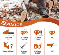 Savior 3 db láncfűrész lánc 30 cm-es, 3/8"LP, Husqvarna és más márkákhoz 2
