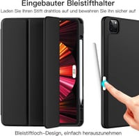 Apple iPad Pro 12.9 Védőtok Tolltartóval, Fekete TPU Hátlap 4