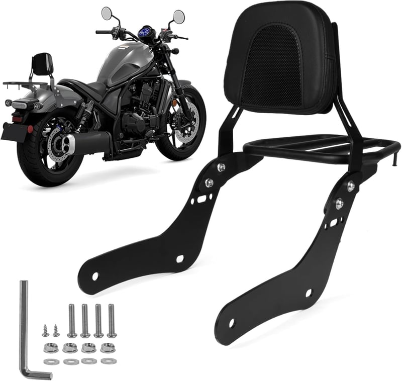 PSLER Honda Rebel CMX1100 Háttámla Üléspárna Csomagtartóval - Motoros Sissy Bar Hátsó Utasnak, Fekete Acél Váz, 2021-2024 Modellekhez