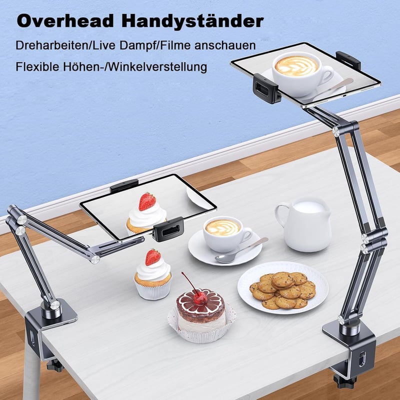nediea Univerzális Tablet Tartó Ágyhoz és Asztalhoz - 360° Forgatható, Összecsukható Állvány iPad/Kindle/Switch Készülékekhez, 4-12,9" Méret