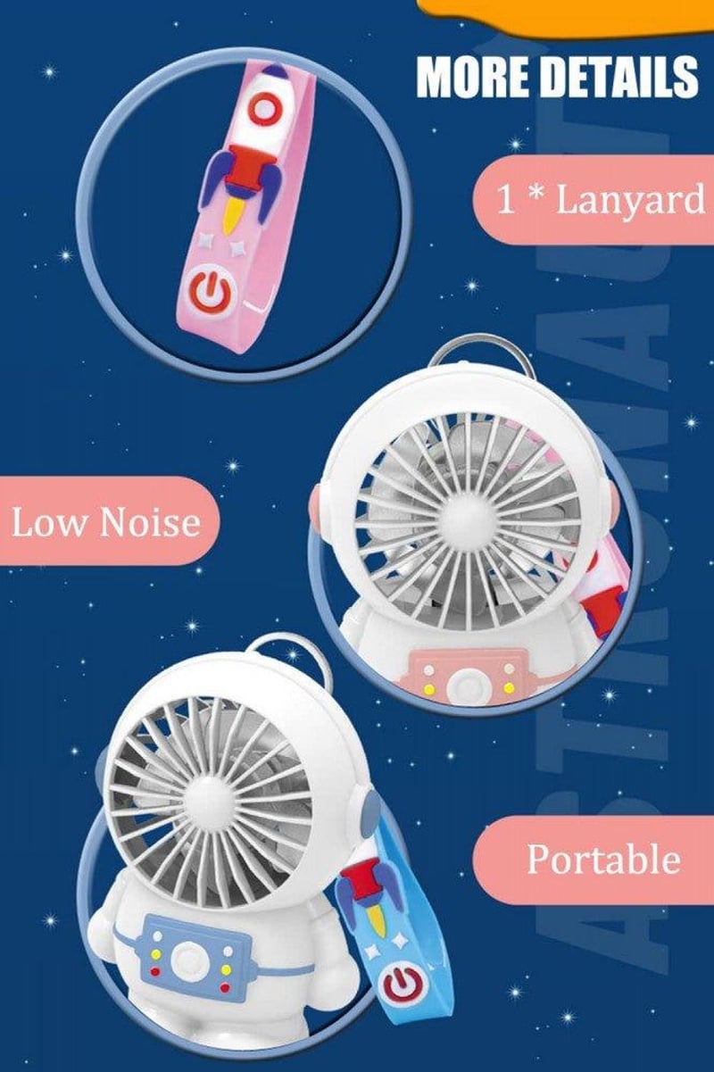 Rózsaszín Űrhajós USB Mini Ventilátor - Hordozható Szempillaszárító